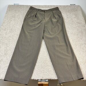 Armani Collezioni Mens Brown Herringbone Wool Blend Dress Pants‎ Pleated 43/32